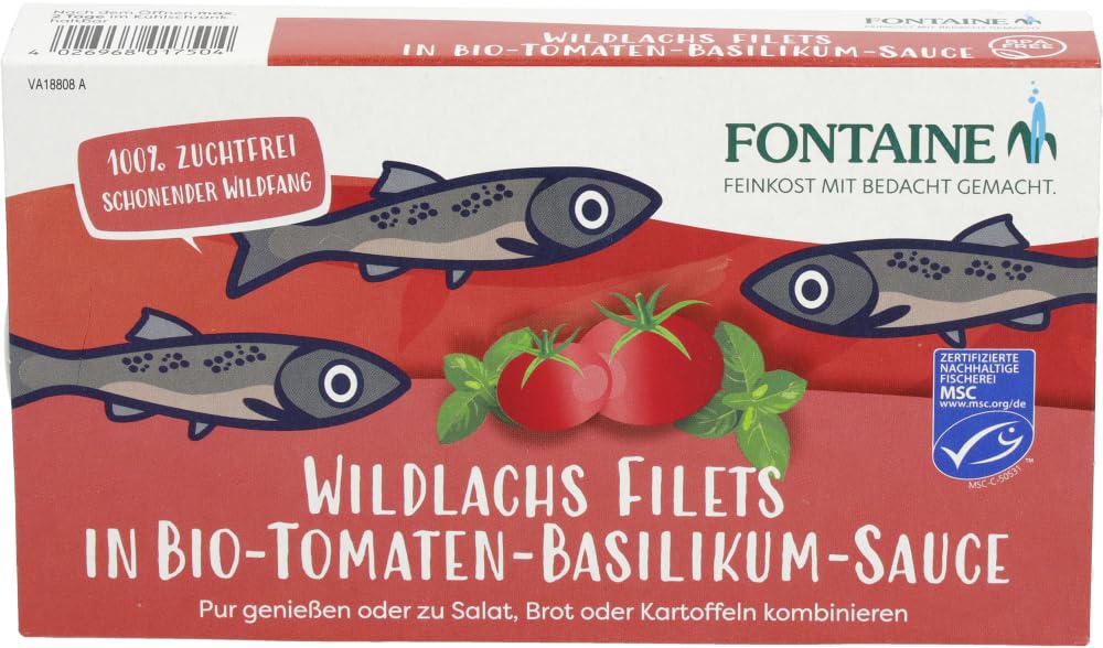 Wildlachs Filet in Bio-Tomaten-Basilikum-Sauce 18 x 200 g