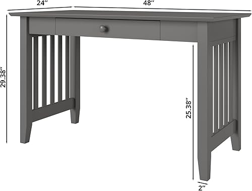 Miniatura 2 de AFI, Mission - Escritorio de madera maciza con cajón, color gris