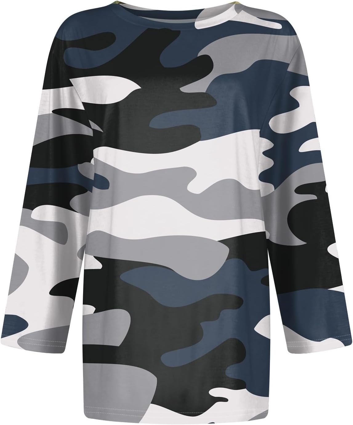slqdgmryz 3/4 Length Sleeve Womens Tops Camo Shirt Printed Crew Neck T Shirts Loose Three Quarter Casual Dressy Blouses - Image 3