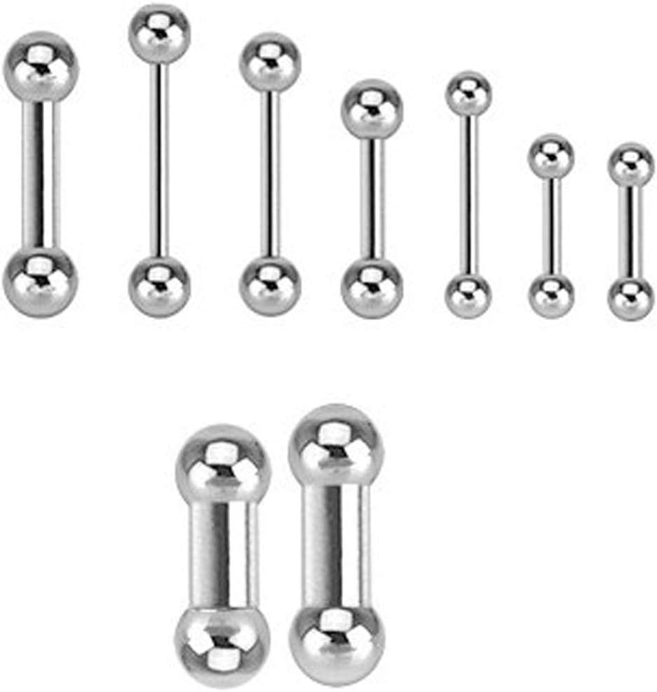 BodyJewelryOnline 316L Surgical Steel Internally Threaded 12G 10G 8G 6G 4G 2G 0G 00G Straight Barbell Monster Screwball PA Ring Tongue Nipple Piercing 15mm 12mm