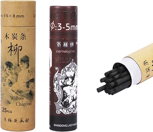 Miniatura 8 de 25 palitos de carbón de vid color negro, suaves, para dibujar, bocetos y bellas artes, lápices de carbón de sauce para dibujar (0.197-0.315 in