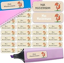 Sunnywall® Namensaufkleber Kinder Schule Fuchs Aufkleber Namensetiketten | 60 Stück Klebeetiketten zum Beschriften 4,8x1,6cm Kita Schulanfang | wasserfest