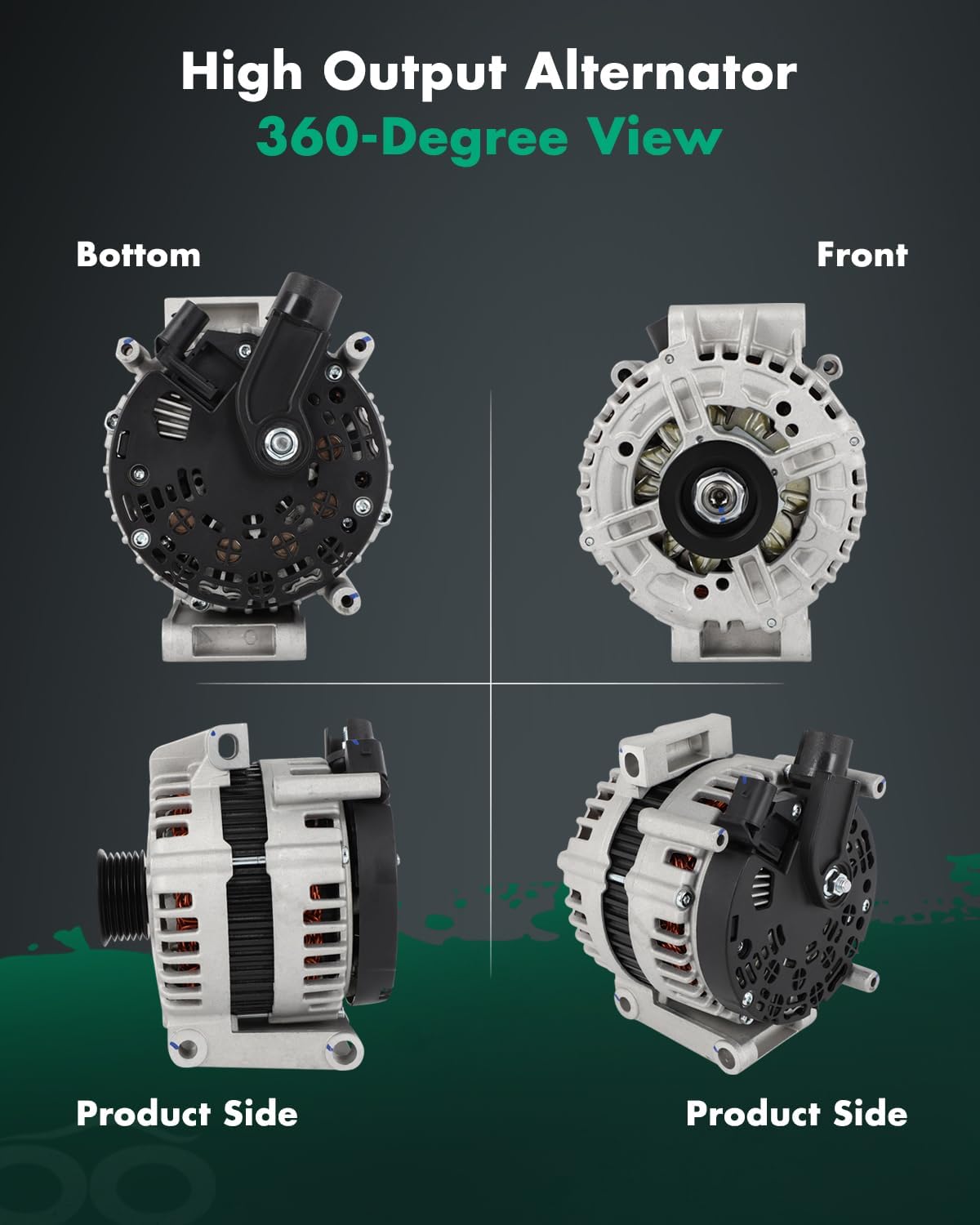 SCITOO Alternator Fit for Volvo for S80 4.4L 2007-2010,for Volvo for XC90 4.4L 2005-2011- 12V 180Amp CW S6 Pulley Class, Replace OE# 8603605