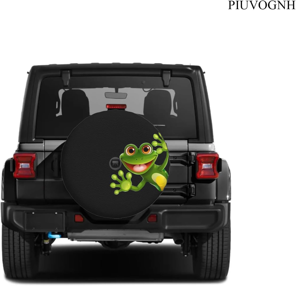 Funny Frog Spare Tire Cover with Backup Camera Hole Leather Wheel Cover for Wrangler JL, Sport & Sahara (2018-2025), 17 inch