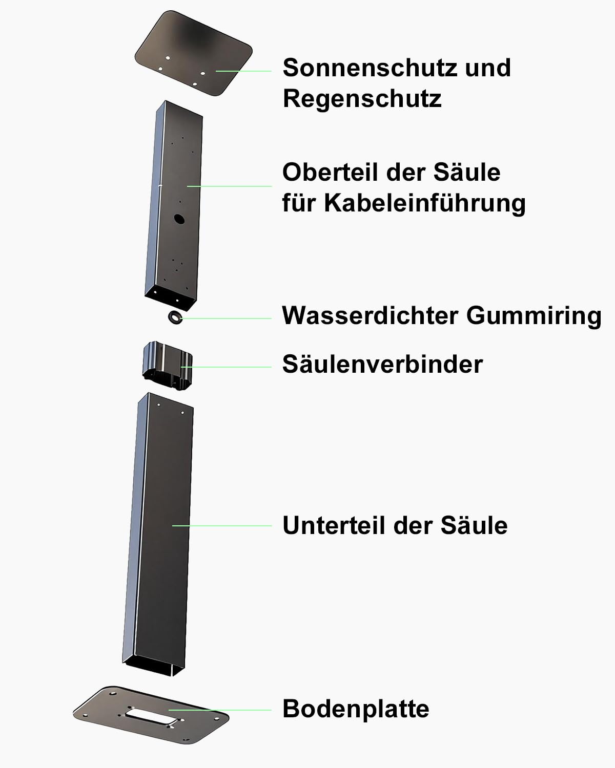 Universeller Wallbox Standfuß, Wallbox Standfuß Wetterfeste Standsäule, Ladestation für Fahrzeuge mit alternativen, Antrieben Ladestation mit festem Halter