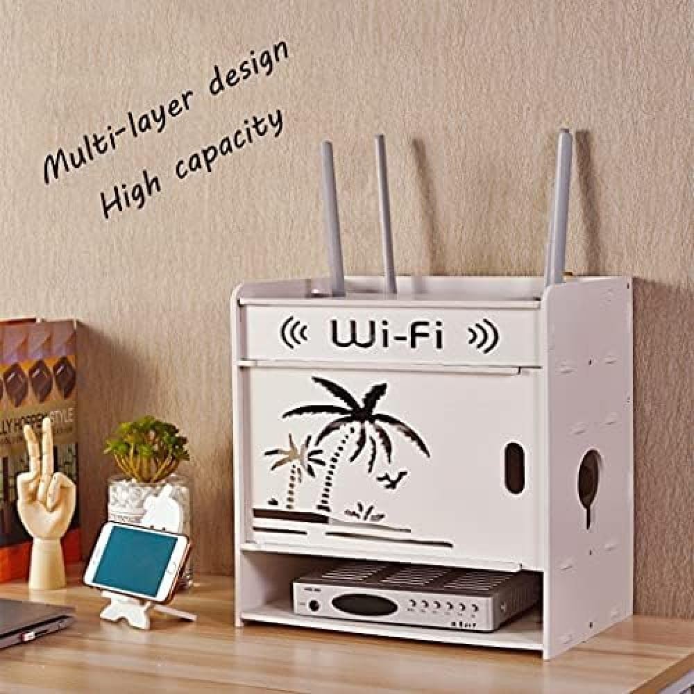 Scatola portaoggetti per router Supporto per router WiFi Supporto per mensola a muro galleggiante senza punzonatura Router WiFi Scatola per cavi regolabile per casa e ufficio