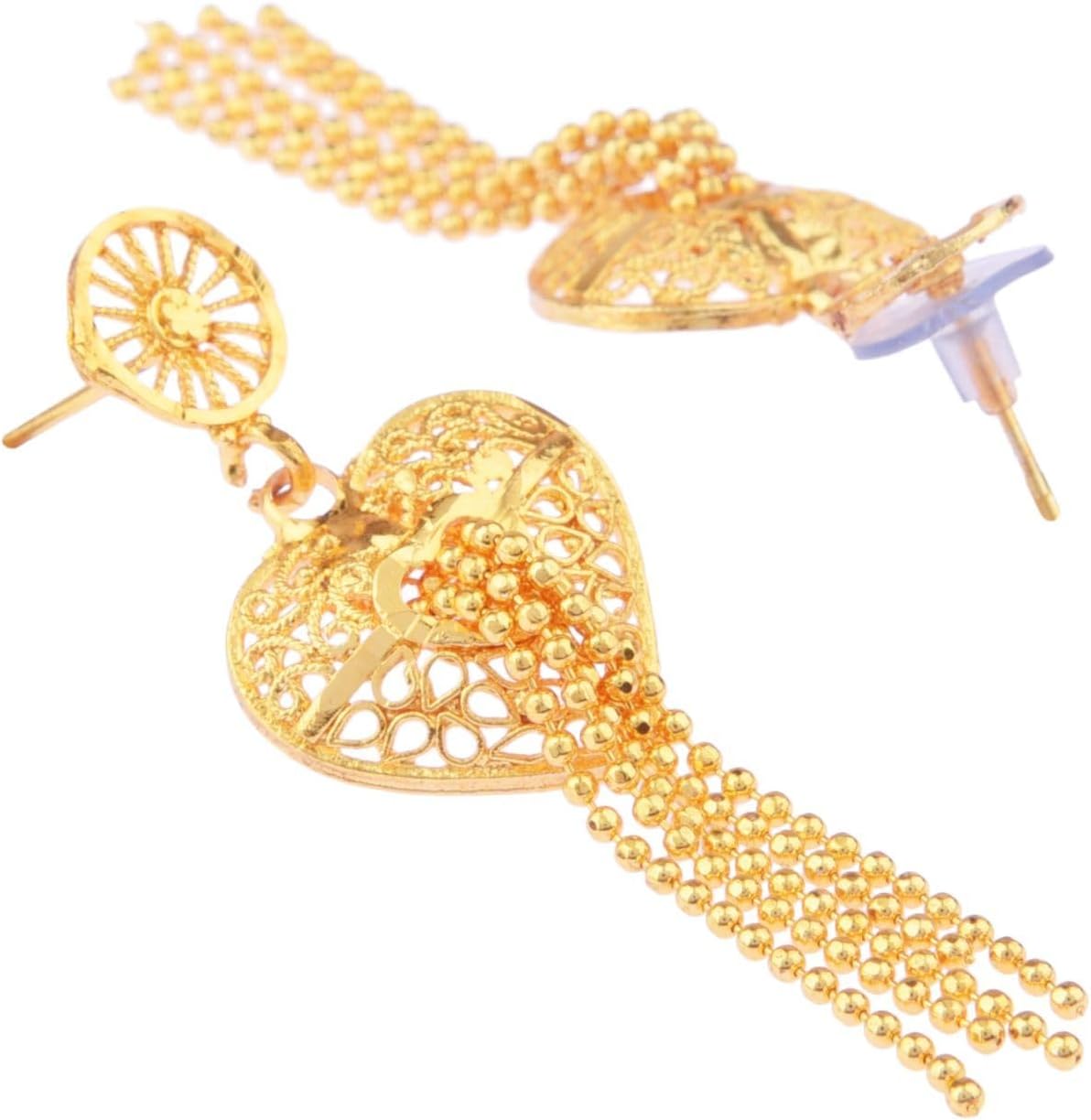 Efulgenz Indian Jewelry Set - Necklace with Heart Shape Pendant, Earrings - Bridal & Wedding Fashion Jewelry
