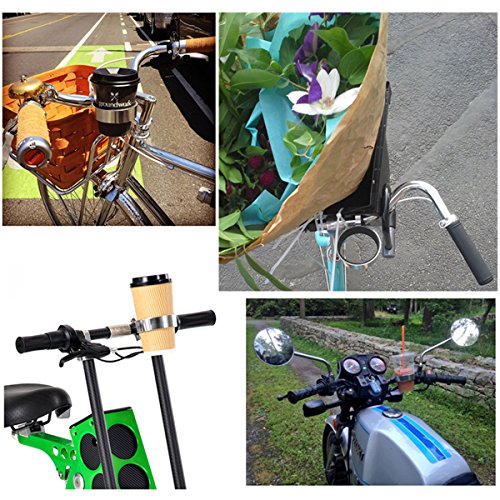 Ecity Bicycle Handlebar Coffee Cup Holder Aluminum Cup Bottle Handlebar Holder Cruiser Bike Mountain Road Bicycle Bike Water Bottle Coffee Cup Holder (Silver) #TOP1