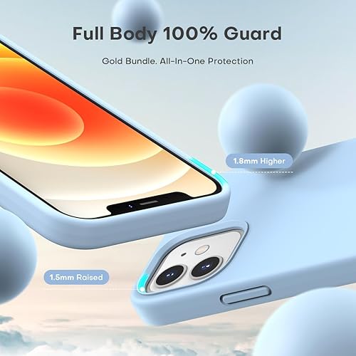 Vista 374 de TOCOL - Funda 5 en 1 para iPhone 11, con 2 protectores de pantalla + 2 protectores de lente de cámara, funda delgada de silicona líquida a prueba