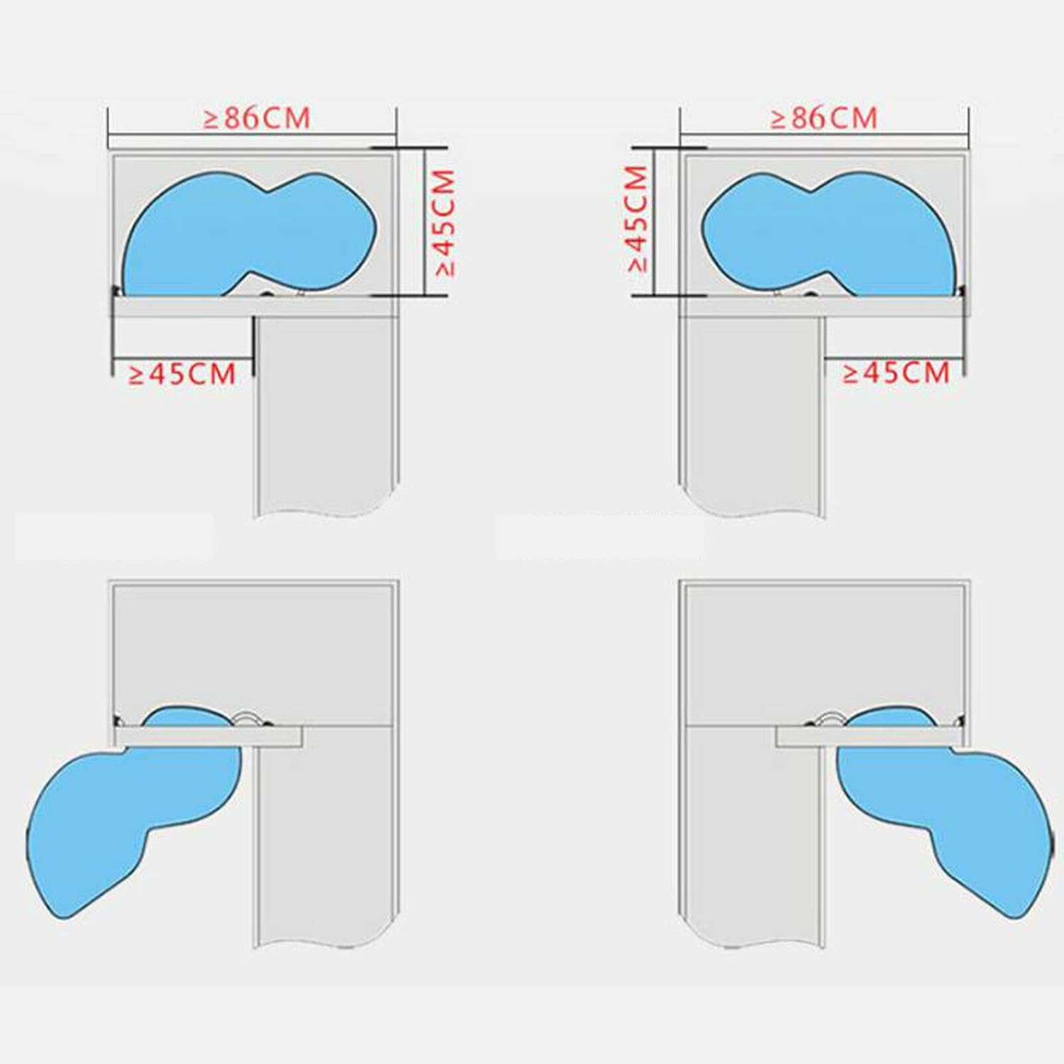 Corner Base Cabinets, Kitchen Cabinet Blind Corner Pullout Organizer for 900mm Cabinet with 2 Tiers Swing Tray, Soft Close (Right Open)