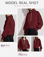 Vista 4 de ANGGREK Sudaderas con media cremallera para mujer, de manga larga, estilo casual, Y2K, ropa de invierno S-XXL