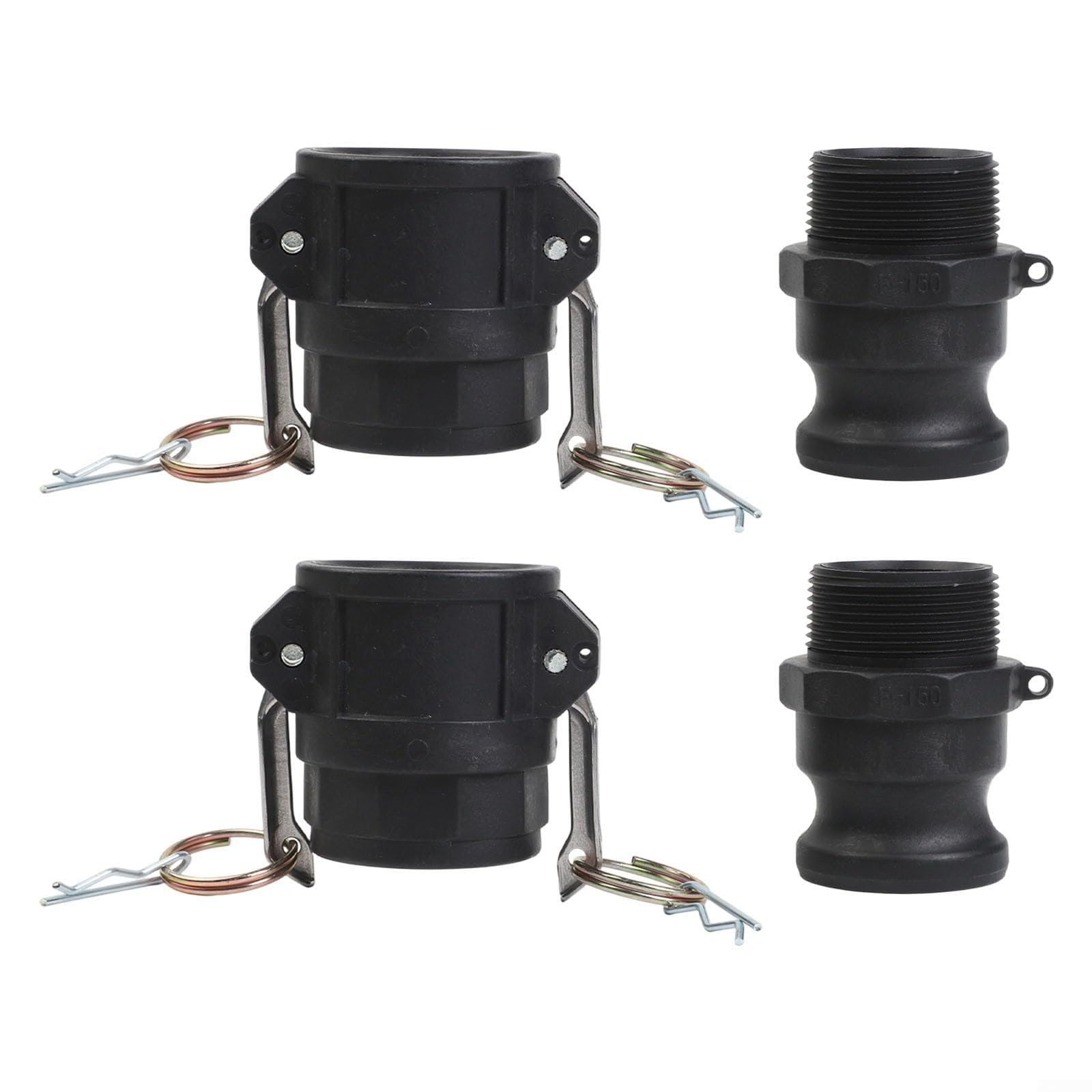 Kit de montaje Camlock de polipropileno que incluye acoplamientos tipo D y tipo F para montaje de manguera estándar en fabricación (1.5 pulgadas)