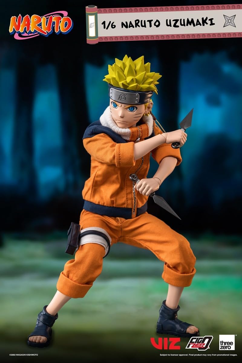 ThreeZero Naruto Uzumaki 1:6 Scale FigZero Collectible Figure Multicolor 9.5 inch