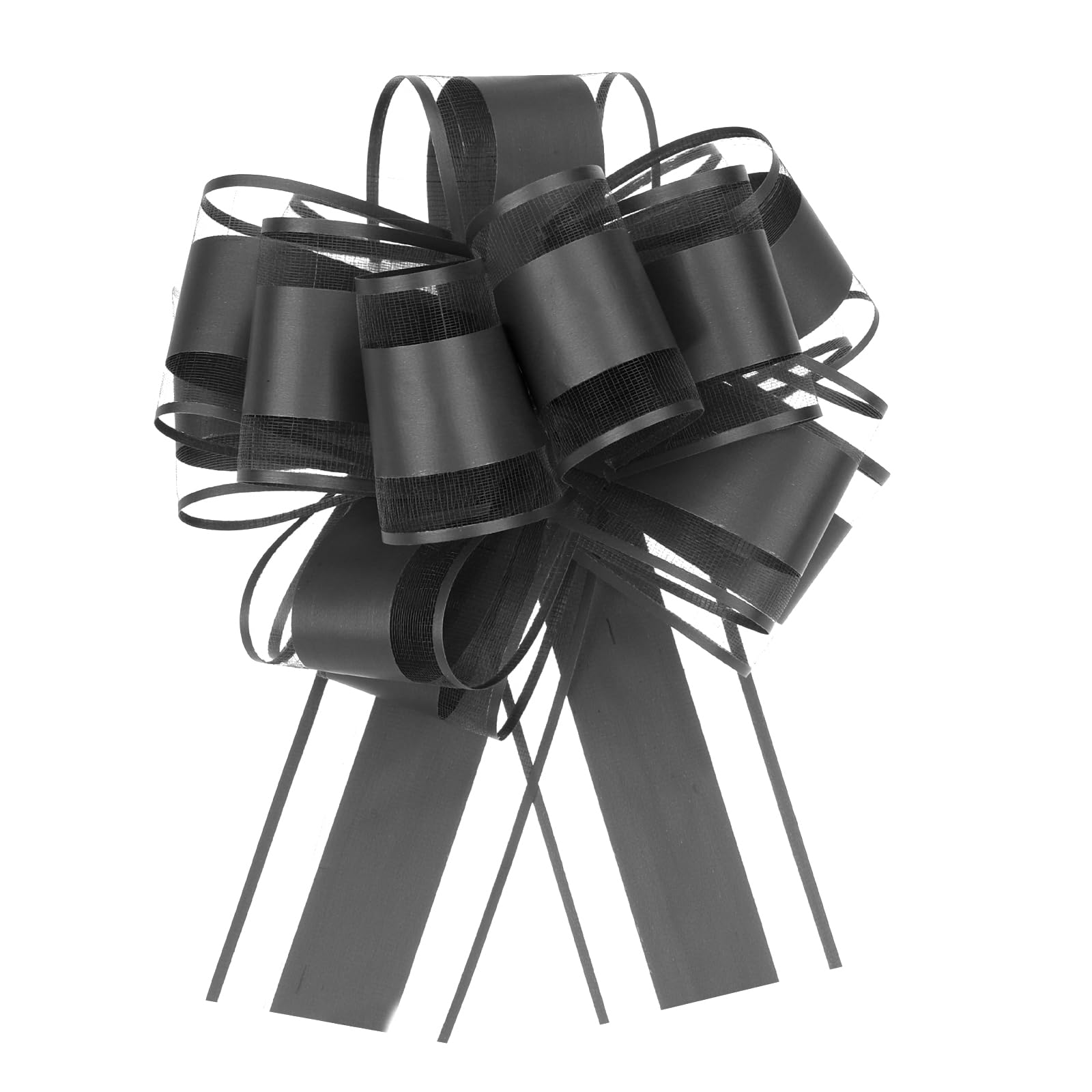 Uxcell 8pcs 4 Inch Large Big Pull Bow Organza Gift Wrapping Bows Ribbon for Wedding Car Baskets Presents Christmas Bow, Black — image 1