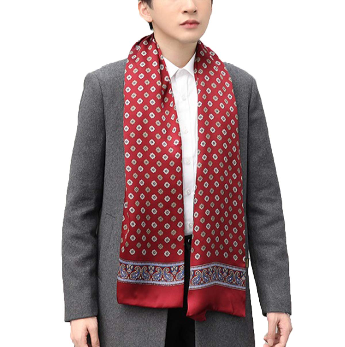 Men's 100 Silk Scarf Double Layers Fashion Neckerchief Formal Casual