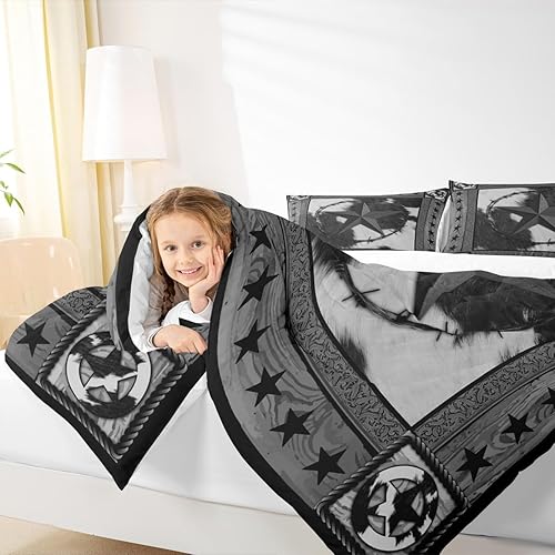 Miniatura 3 de Homewish Juego de edredón abstracto de piel de vaca para niños tamaño matrimonial decoración de Navidad para niños niñas y adultos edredón de madera