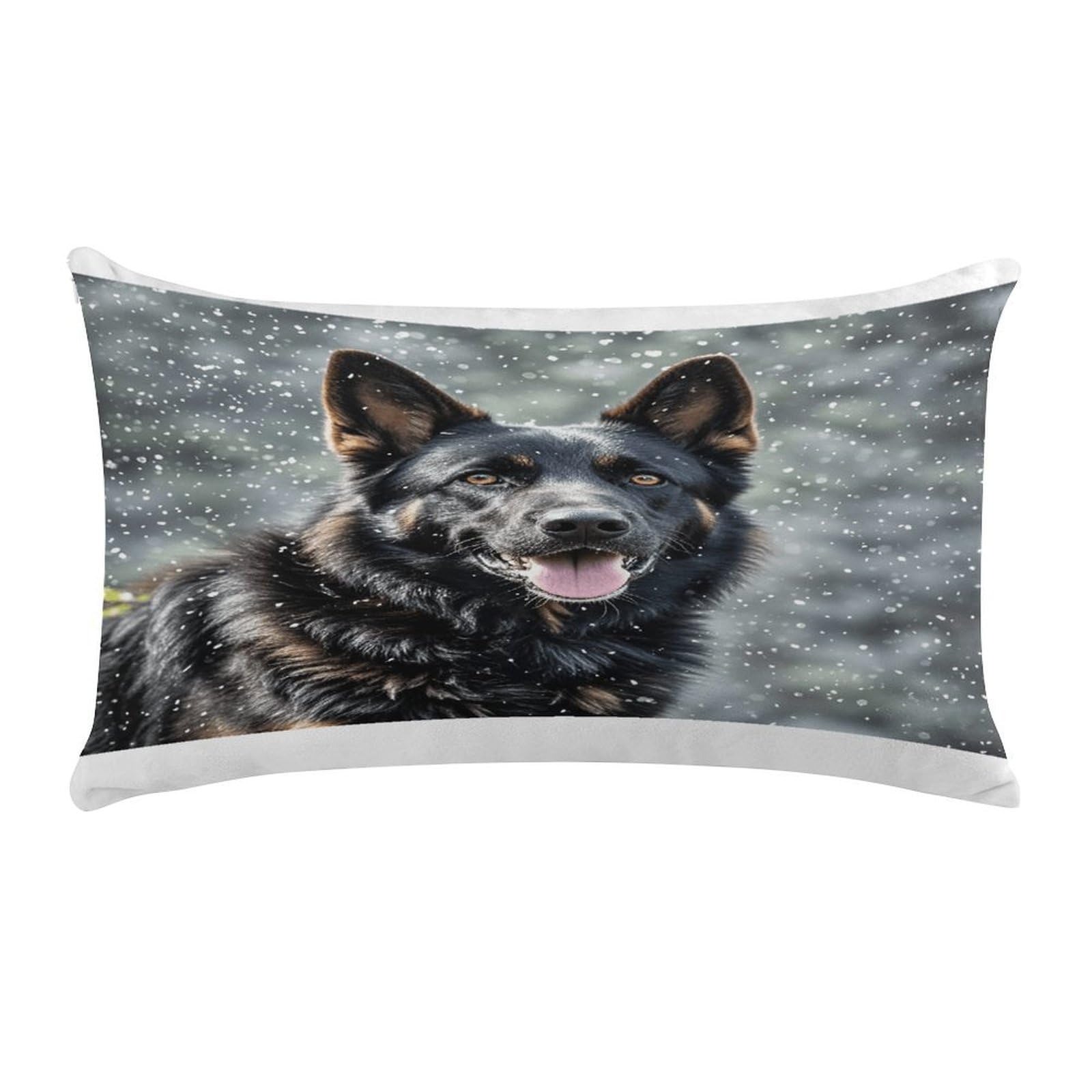 Funda de almohada lumbar de perro pastor alemán negro, felpa rectangular suave