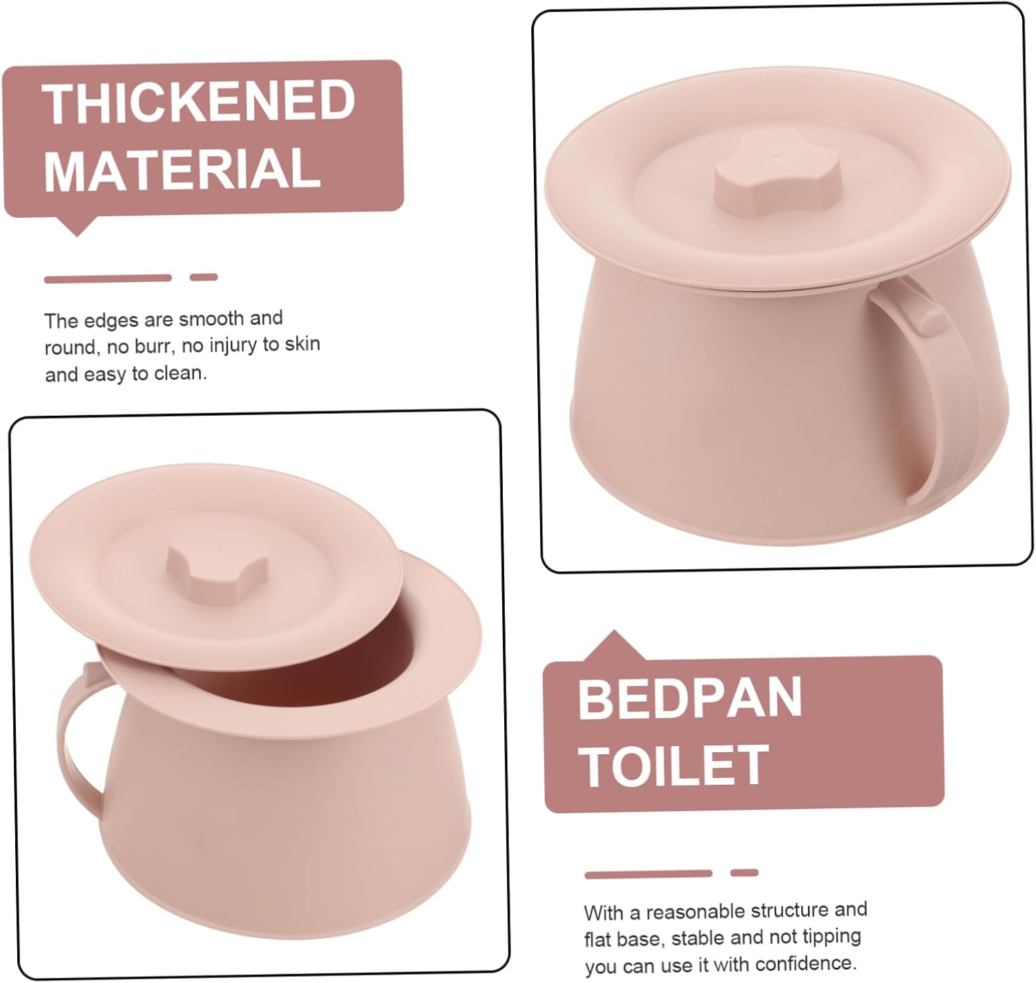 Unisex Portable Toilet Chamber Pot with Lid Durable Plastic Urinal Spittoon for Boy Girl and Elderly Easy to Clean Bedside Urinal Non-Skid Design for Stability Convenient Use for