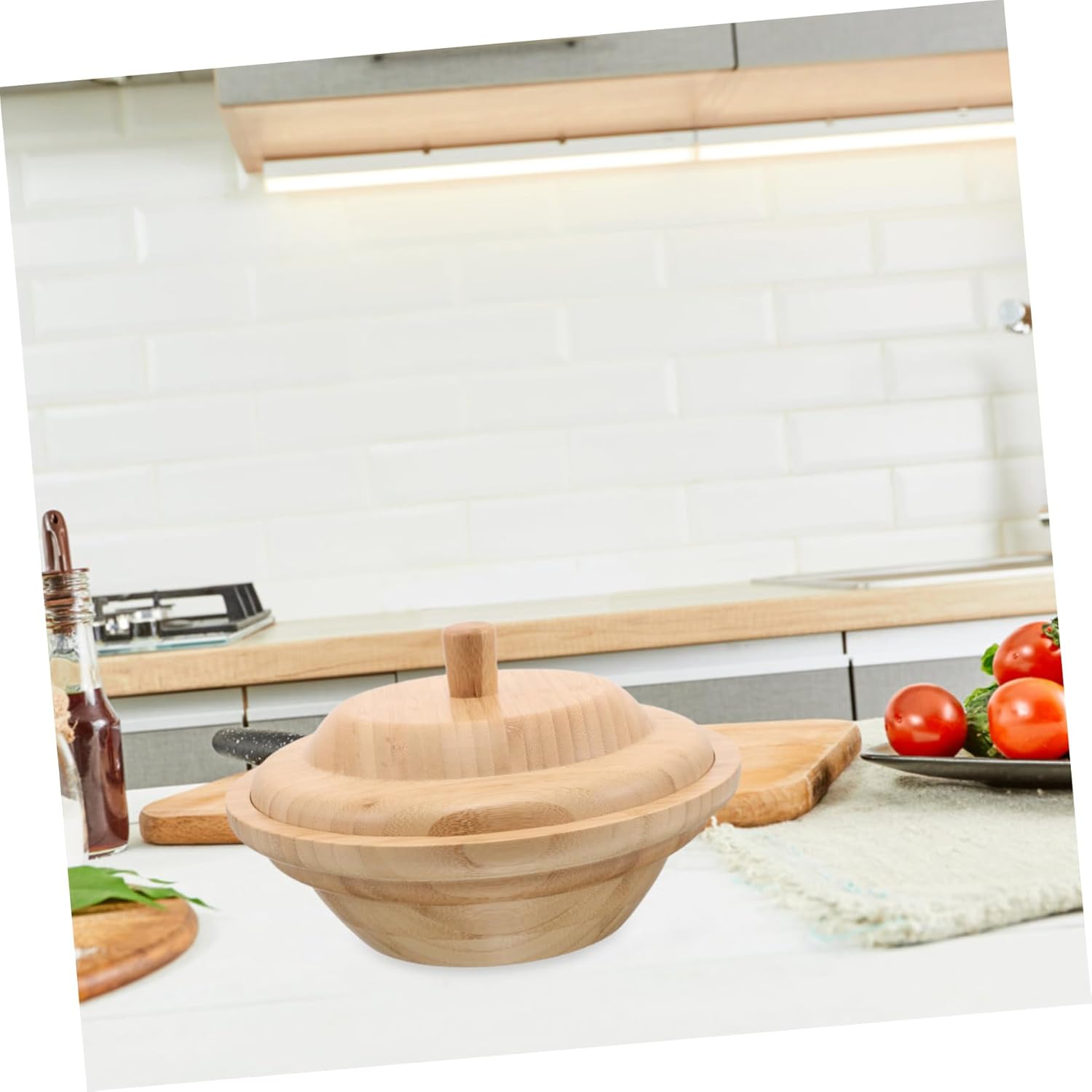 ABOOFAN Bamboo Dessert Bowl Salad Storage Bowl Natural Bamboo Material Spill Design Fruit Serving for Entertaining