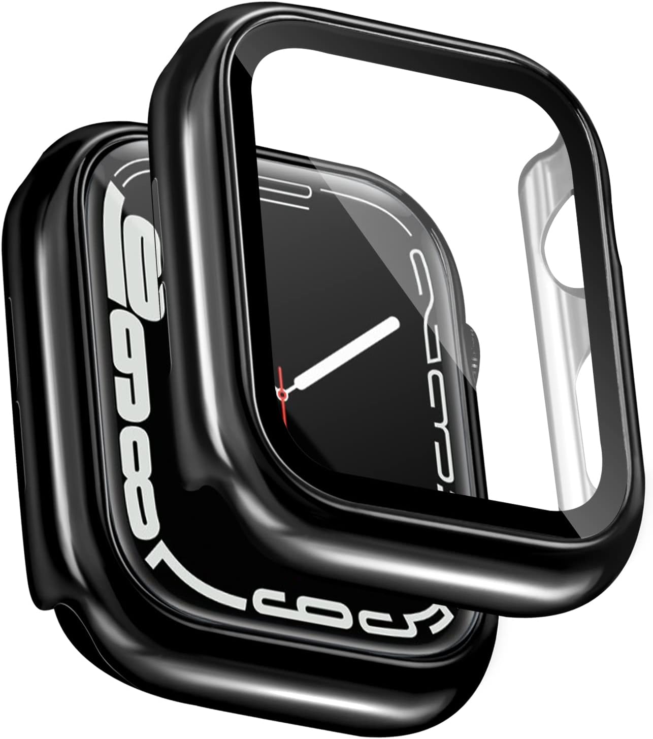 ORIbox Hard PC Case with Tempered Glass Screen Protector Compatible with Apple Watch Series 6, Apple Watch Series 5, Apple Watch Series 4, Apple Watch SE, Ultra-Thin HD Bumper Protective Cover,Black