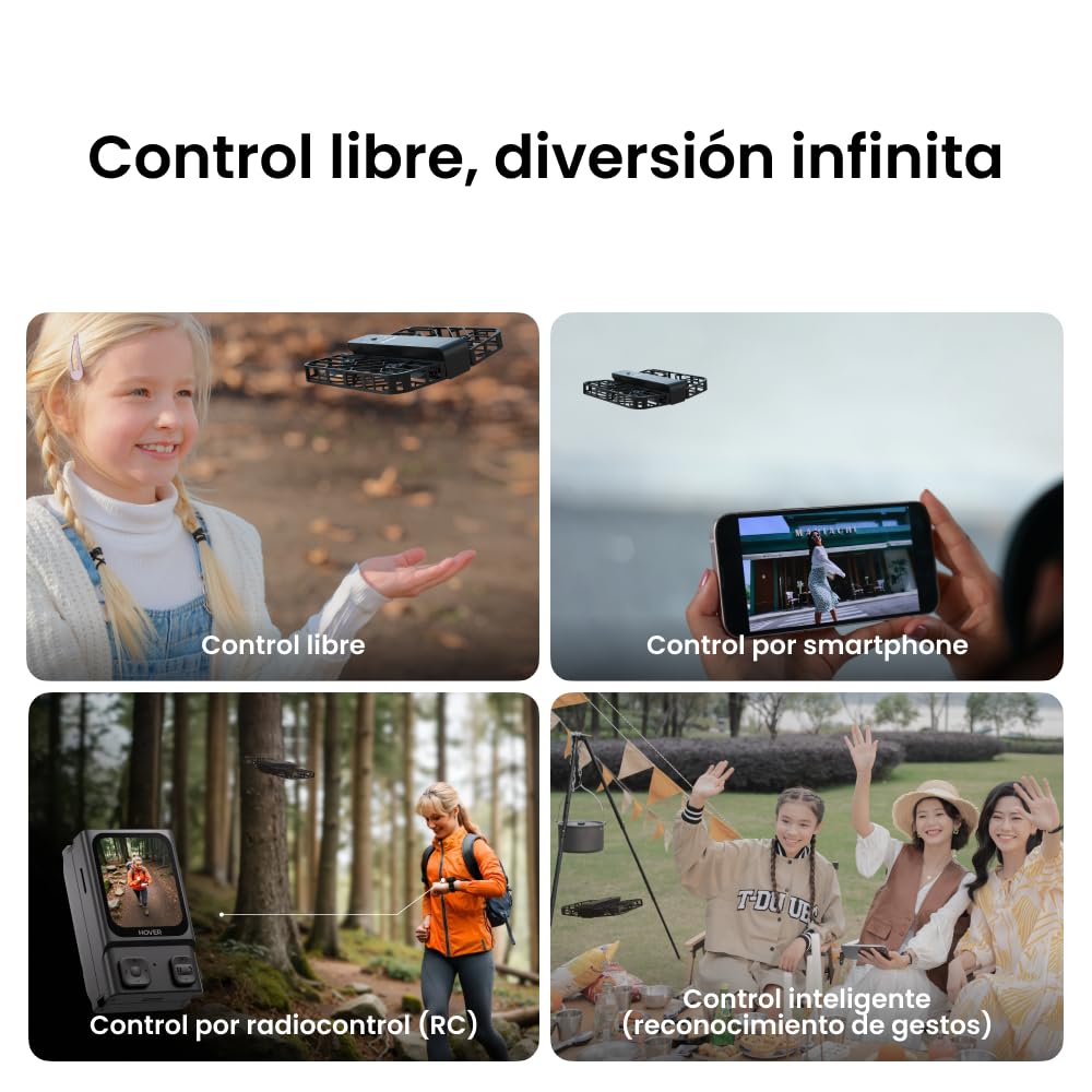 HOVERAir X1 Dron con Cámara, Drone de Bolsillo con Video HDR, Despegue de la Palma, Rutas de Vuelo Inteligentes, Modo Sígueme, Mini Dron con Control Manos Libres, Negro (Combo)