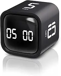 VEWINGL Cronômetro de Cubo, Cronômetro de Rotação, 5/10/30/60 Minutos e Contagem Regressiva Personalizada, Cronômetro de Produtividade, Pausar e Retomar, Silencioso, Vibrar e Alarme Sonoro Ajustável P