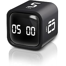 VEWINGL Cube Productivity Timer, 5/10/30/60 Min Presets + Custom Countdown, Silent/Vibrate/Sound Alarm, Pause &amp; Resume, Desk Timer for Work, Study, Tasks, Kitchen