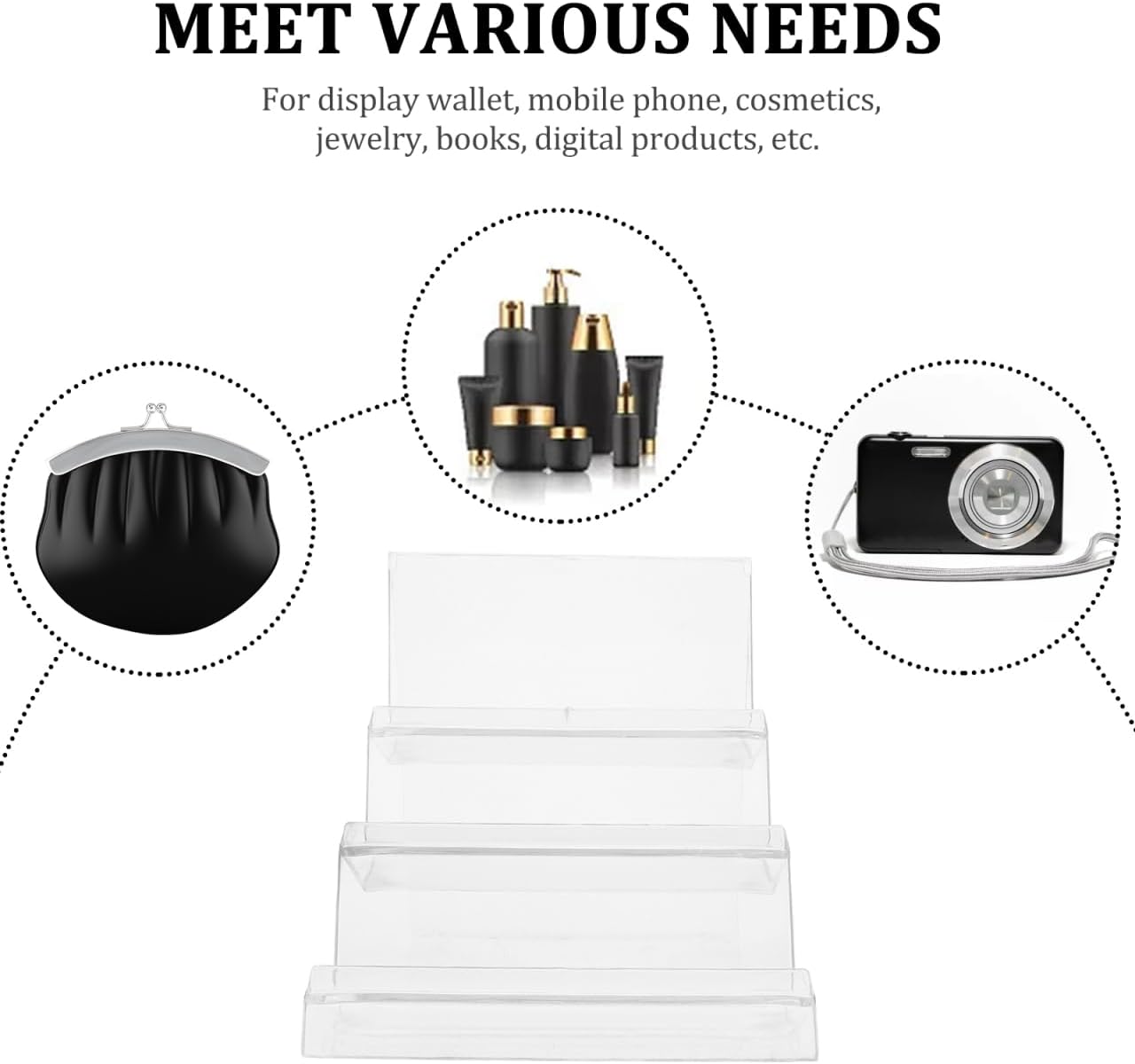 Healvian アクリルストレージラック 3つの財布ディスプレイスタンド用 透明 丈夫 オーガナイザー ホームモールやショップ用