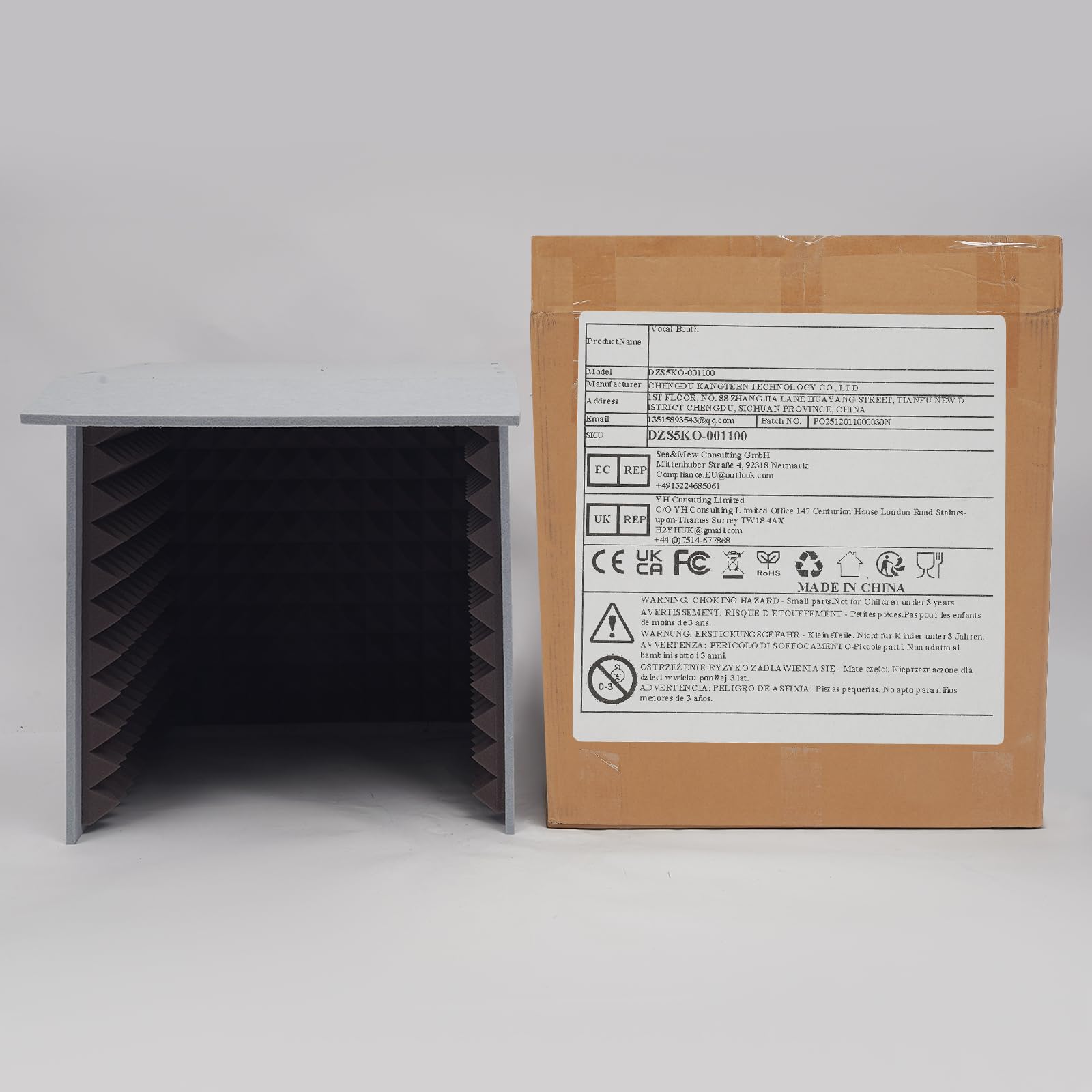 OUKANING Tragbare Schallschutz Box 60cm, faltbar für Home-Studio, Podcast | Faltbare Schallschutzhaube mit Akustikschaum. für Podcast, Gesang, Studio. Leicht & kompakt