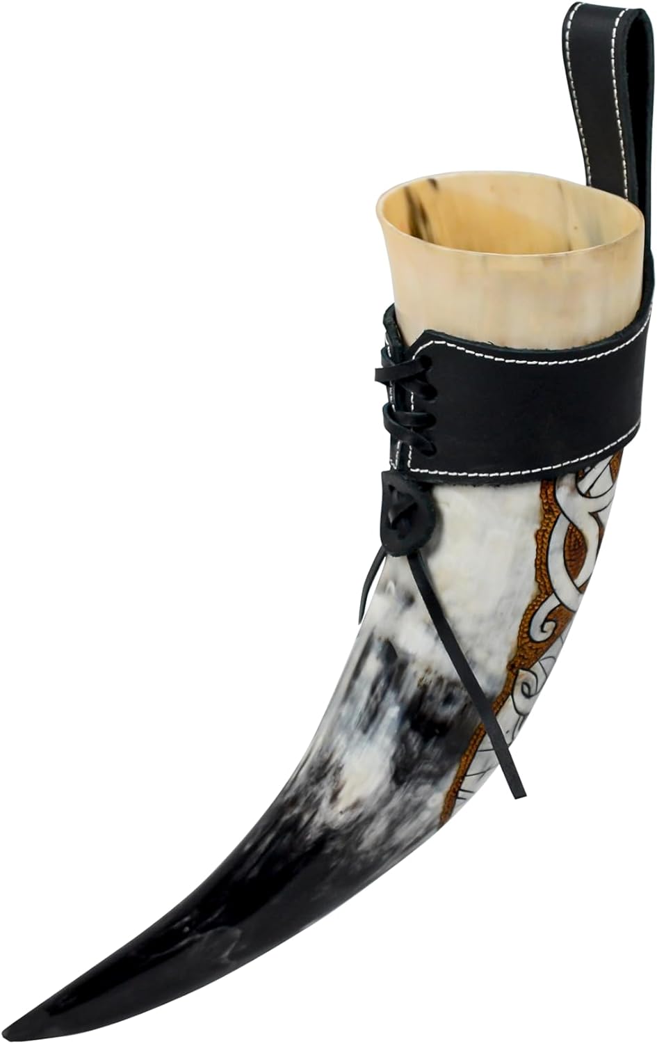 Viking Ox Horn – 16oz, 100% Authentic, Hand Engraved Runic Dragon with Pyrography Medieval-Style Horn for Cold Beverages, Food-Grade Gift for Men & Women, Perfect for Mead & Beer Cup… - Image 7