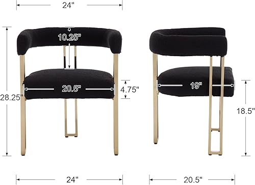 Miniatura 2 de Kmax Juego de 2 sillas de comedor de piel sintética, modernas sillas de cocina de metal dorado para comedor, sala de estar, color negro