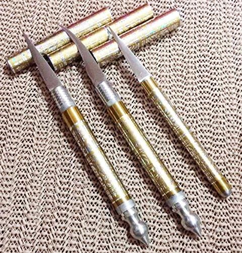 Gold 3 Pcs Set Carving Knife Knive Brass Stainless Thai Handmade Vegetable Fruit Soap Lot