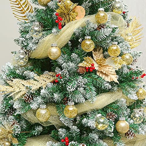 Christmas Tree Ornaments, ROSELEAF Shatterproof Clear Gold Christmas Baubles 30pcs 2.36inch 6cm Pet Christmas Ball Decorations for Party Wedding Christmas
