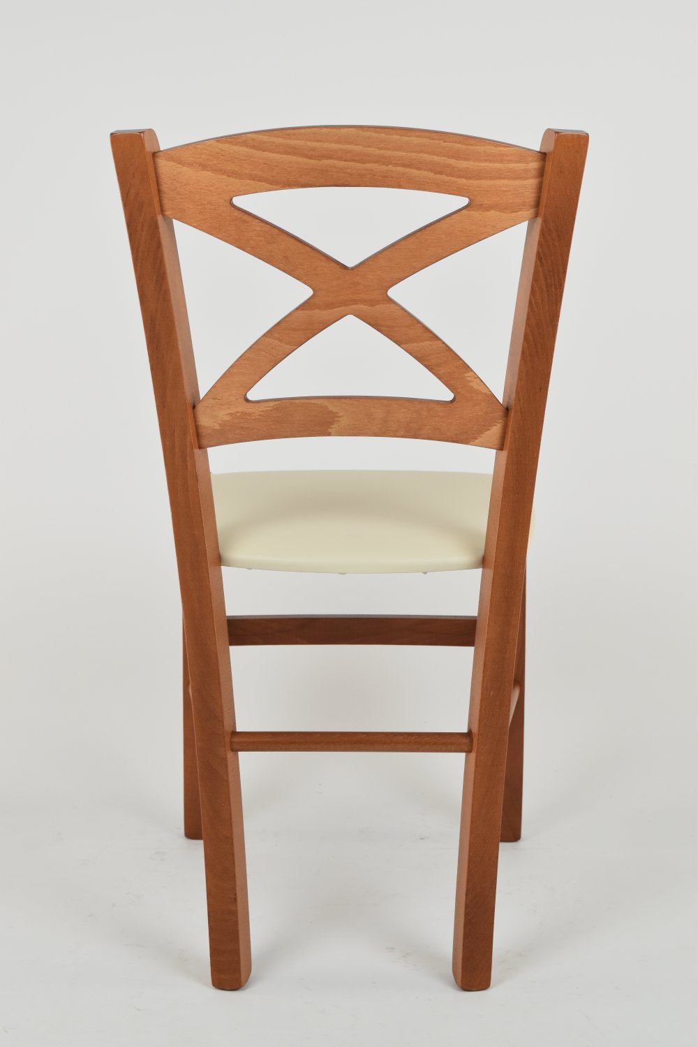t m c s Tommychairs - Sedia modello Cross per cucina bar e sala da pranzo, robusta struttura in legno di faggio color ciliegio e seduta rivestita in pelle artificiale color avorio