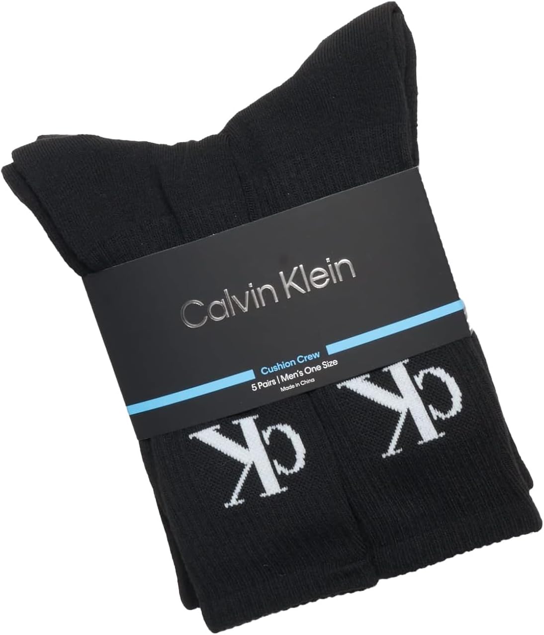 Calvin Klein Men's Cushion Crew Socks - 5 Pack (One Size, Black)
