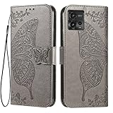 EASSGU Custodia per Motorola Moto g72 (6.55" Inches) Flip Folio Cover Magnetica per Telefono in Pelle con 3 Slot per Schede 1 Portafoglio, Case - Grigio