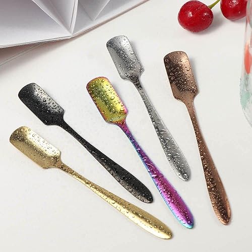 Miniatura 4 de 1 cuchara de café de cabeza cuadrada, cuchara de acero inoxidable para mezclar té helado, cuchara de cóctel, cuchara para revolver pastel, cuchara