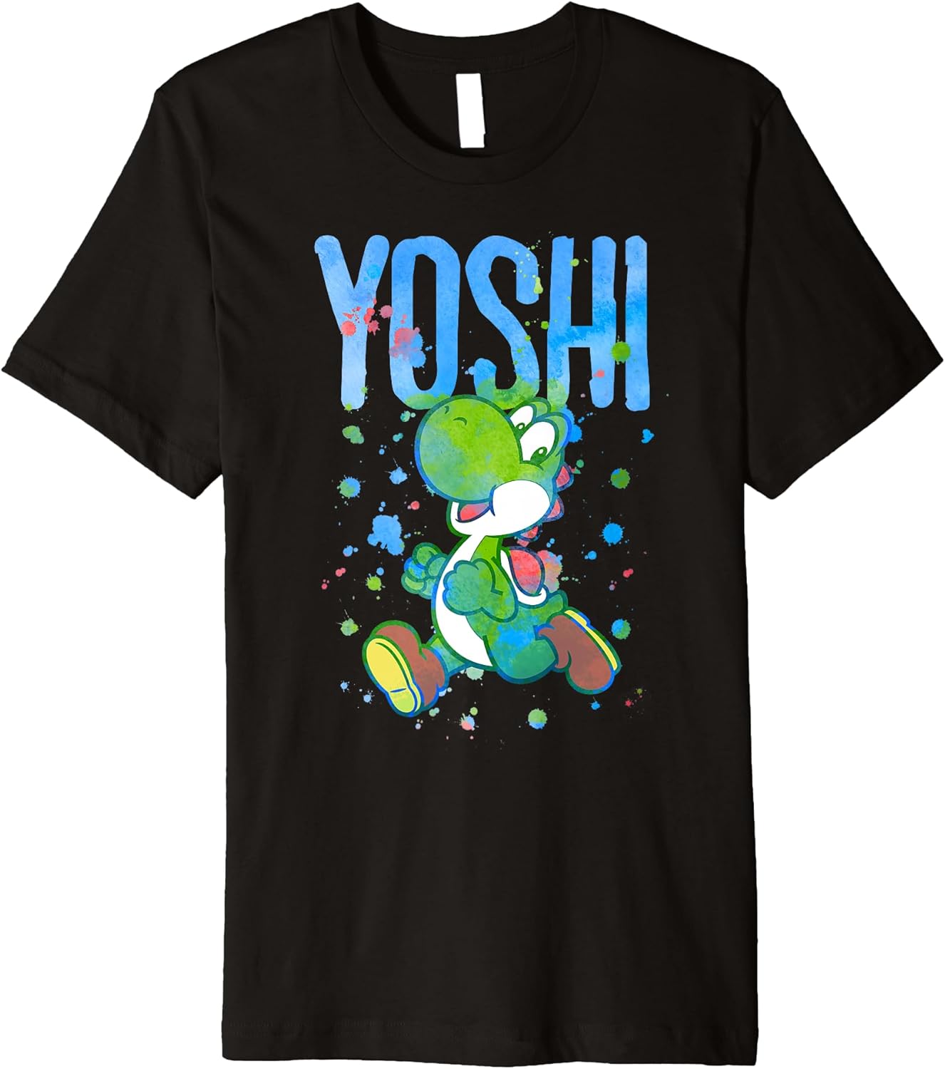 Girl's Nintendo Super Mario Bros Yoshi Hug Graphic Cropped T-Shirt Blue X  Small - Walmart.com Nintendo Super Mario Yoshi Watercolor Splash Premium T-Shirt