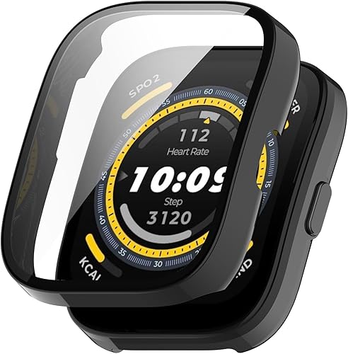 Miniatura 3 de Protector de pantalla diseñado para Amazfit Bip 5 con película de vidrio templado, parachoques de policarbonato duro, cubierta completa, accesorios