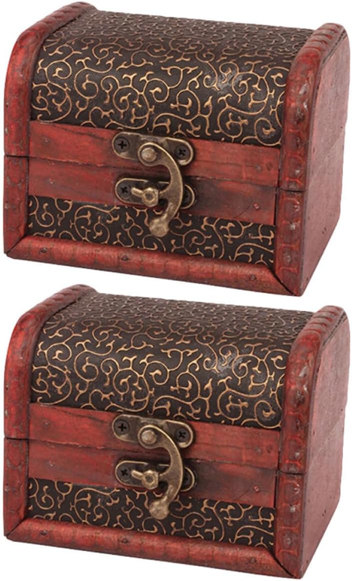 PATKAW Antique Jewelry Box Set 2pcs Vintage Trinket Organizer with Dragon Claw Pattern, Embossed Necklace and Earring Storage Chest for Home Décor