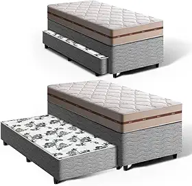 Bicama Box com Colchão de Molas Ensacadas Solteiro - Anjos - Classic Com Auxiliar Unique (Molas + Auxiliar de Molas)