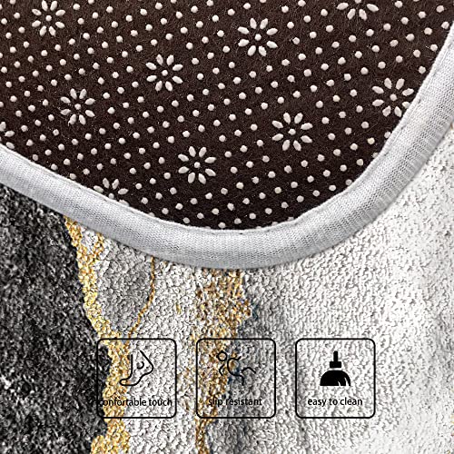 Subently Kitchen Rug Set Black And Gold Marble Kitchen Rugs Kitchen Runner Mat For Floor Set Gold Abstract Runner Rug Black And Gold Kitchen Accessories Floor Mats Black Kitchen Rug For Bathroom #TOP6