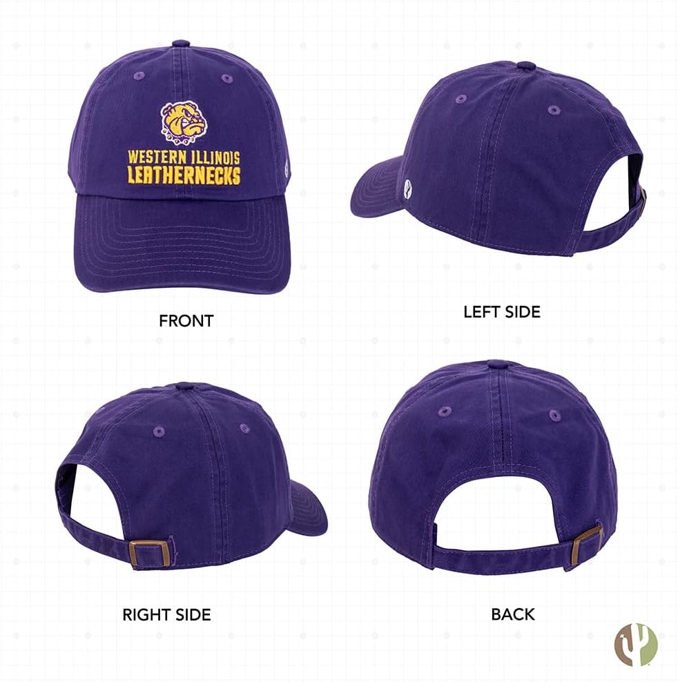 Desert Cactus Western Illinois University Baseball Hat WIU Leathernecks Brimmed Embroidered Hats Cap Adjustable Cloth Strap Adult (Style A) Purple - Image 3