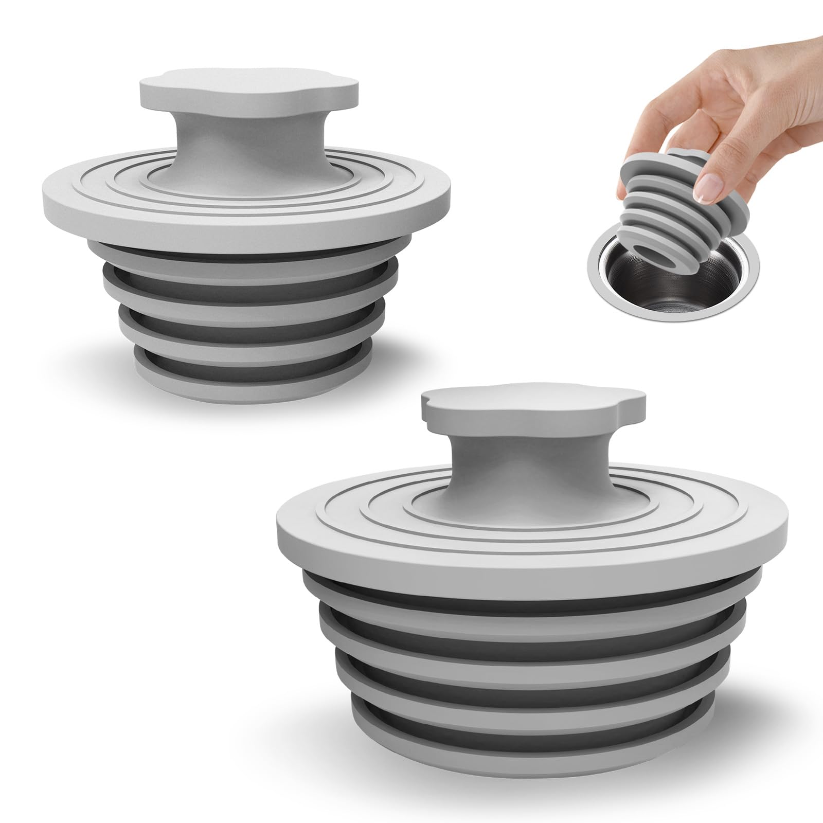 Bathtub Drain Stopper - 2 Pack Universal Shower Drain Cover & Sink Strainer, Tub Stopper Bathtub Drain for Bathroom, Tub, and Shower Drain - Easy Install Shower Drain (Light Gray)
