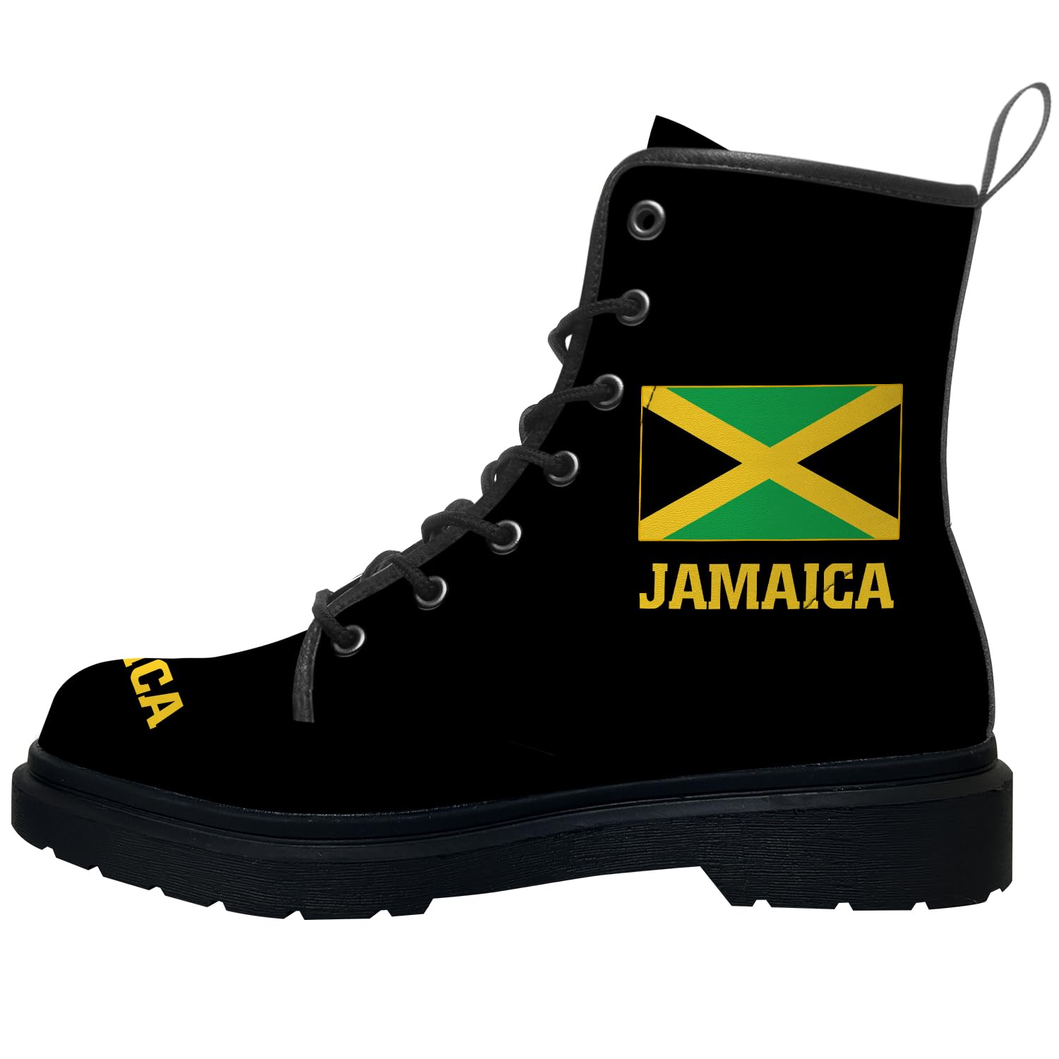Klomax Jamaica Boots for Women Men Jamaican Flag Combat Boots Lace-up Ankle Booties