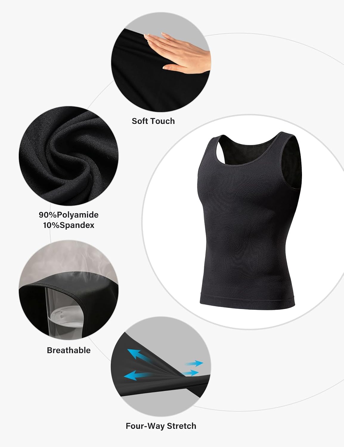 Casey Kevin Men's Compression Tank Top Shapewear Compression Tank Top Slimming Underwear Sports Stretch Fitness image 4