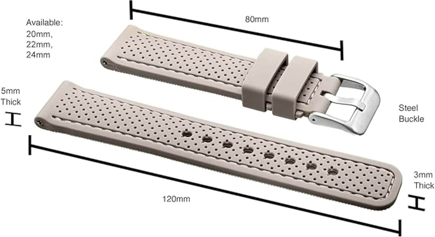 ALPINE Sporty Premium Soft Silicone Adjustable Watch Band - Replacement Rubber Watch Bands for Women & Men - Waterproof Quick Release Watch Straps - Compatible with Regular & Smart Watch Bands - Image 2