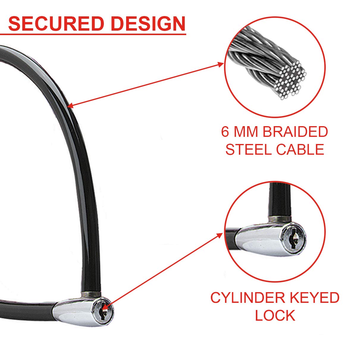 Master Lock 8630-F Linka Zabezpieczająca do Roweru, na Klucz, 55 cm, Multikolor