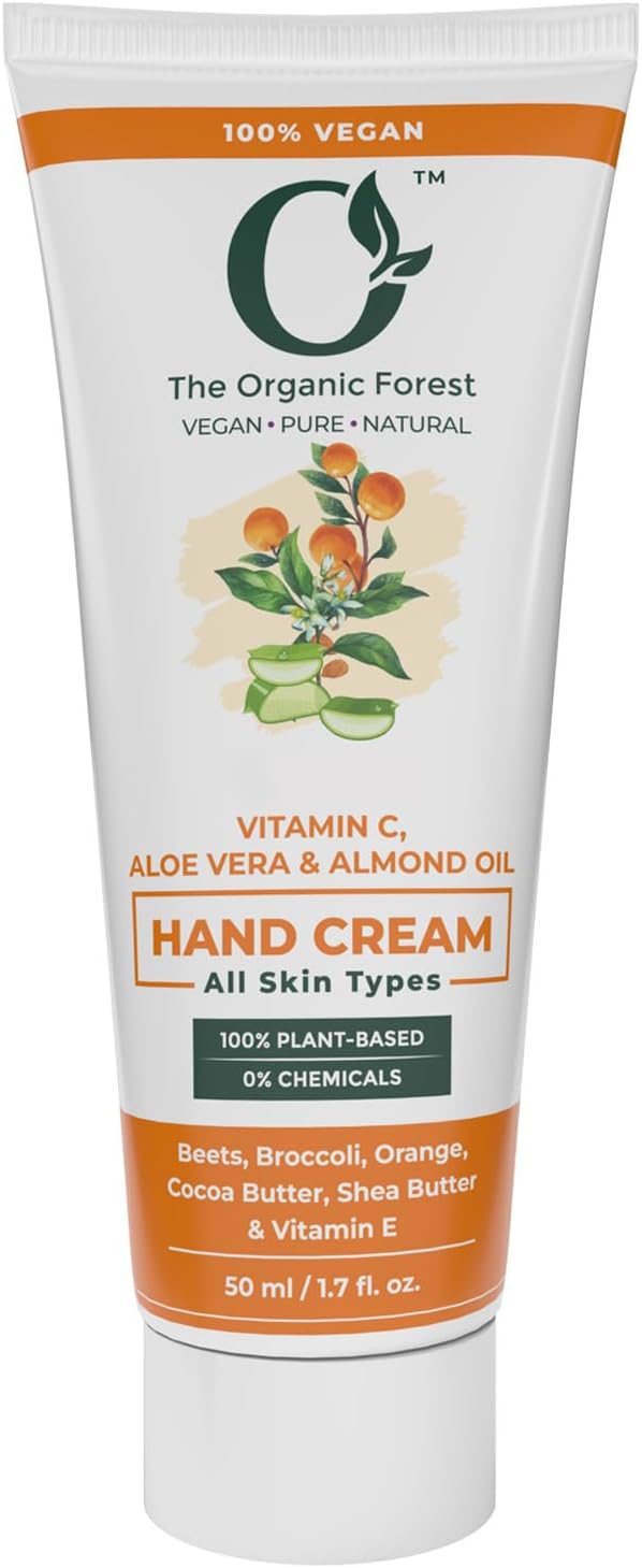 Plant Based Vitamin C Hand Cream with Sun Protection SPF | Shea Butter, Cocoa Butter, Almond Oil, Coconut Oil & Aloe Vera - For Wrinkle Reduction, Aging Hands & Dark Spots | Travel Size |