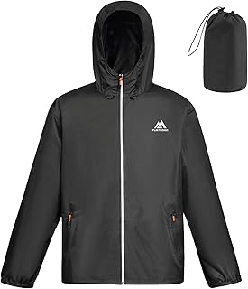 flintronic Capa de chuva para homem impermeável, casaco leve corta-vento Running para homem, com capuz, fecho de correr, bandas refletoras, corta-vento respirável impermeável para mota com bolsos